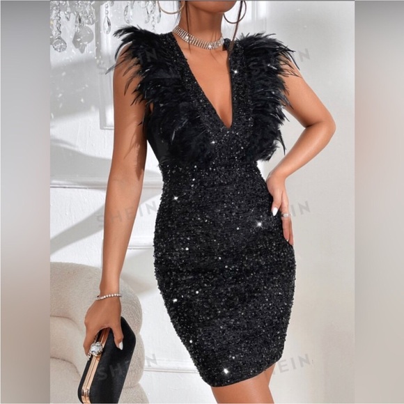 Sequinned Feather Dress - Picture 2 of 4